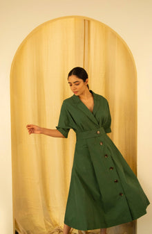  Bottle Green Long Shirt Dress