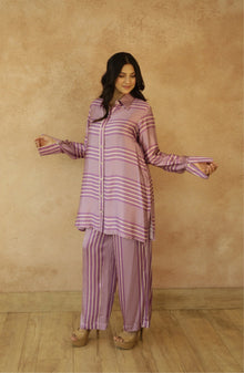  Purple & White Stripes Co-Ord Set