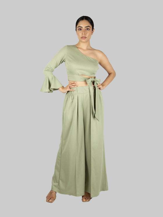 Pista Green One Shoulder Co-Ord Set