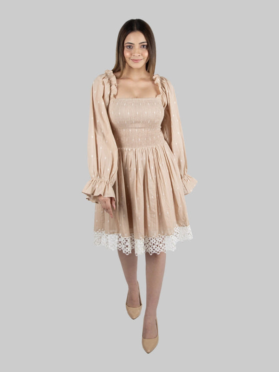 Beige Smock Top Dress