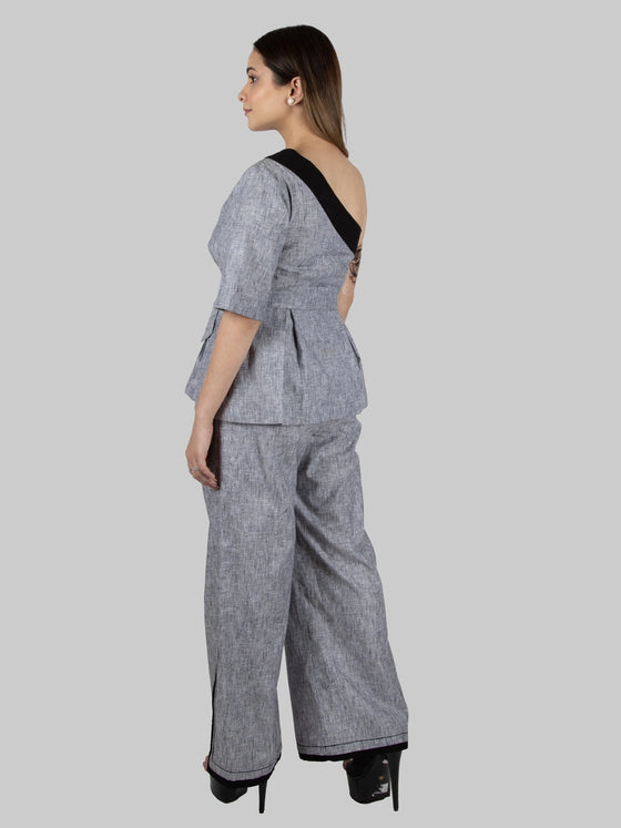 Grey One Shoulder Co-Ord Set